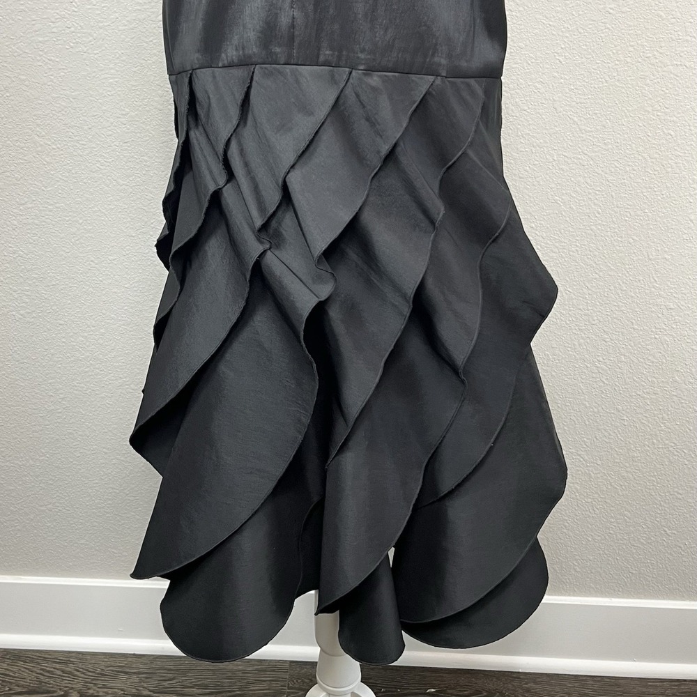 VTG XSCAPE by Joanna Chen Strapless Tiered Ruffle Mermaid Maxi Dress Black SZ 8 - Picture 3 of 12